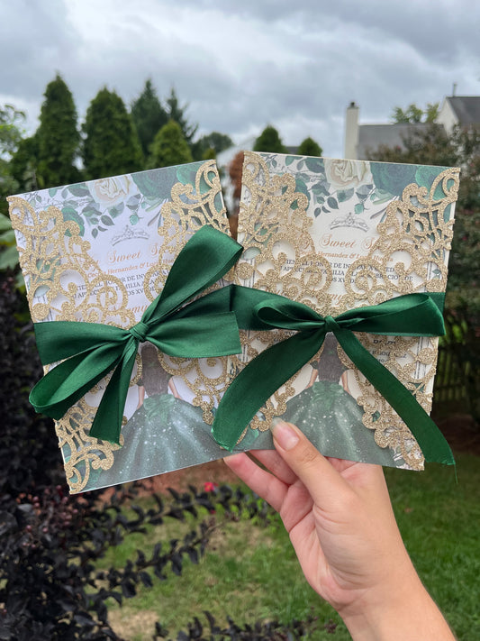 Emerald Green Floral Invitation